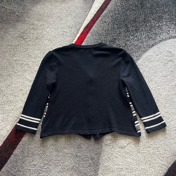 St. John Santana Knit Nautical Stripe Button Front Cardigan - Picture 5 of 5